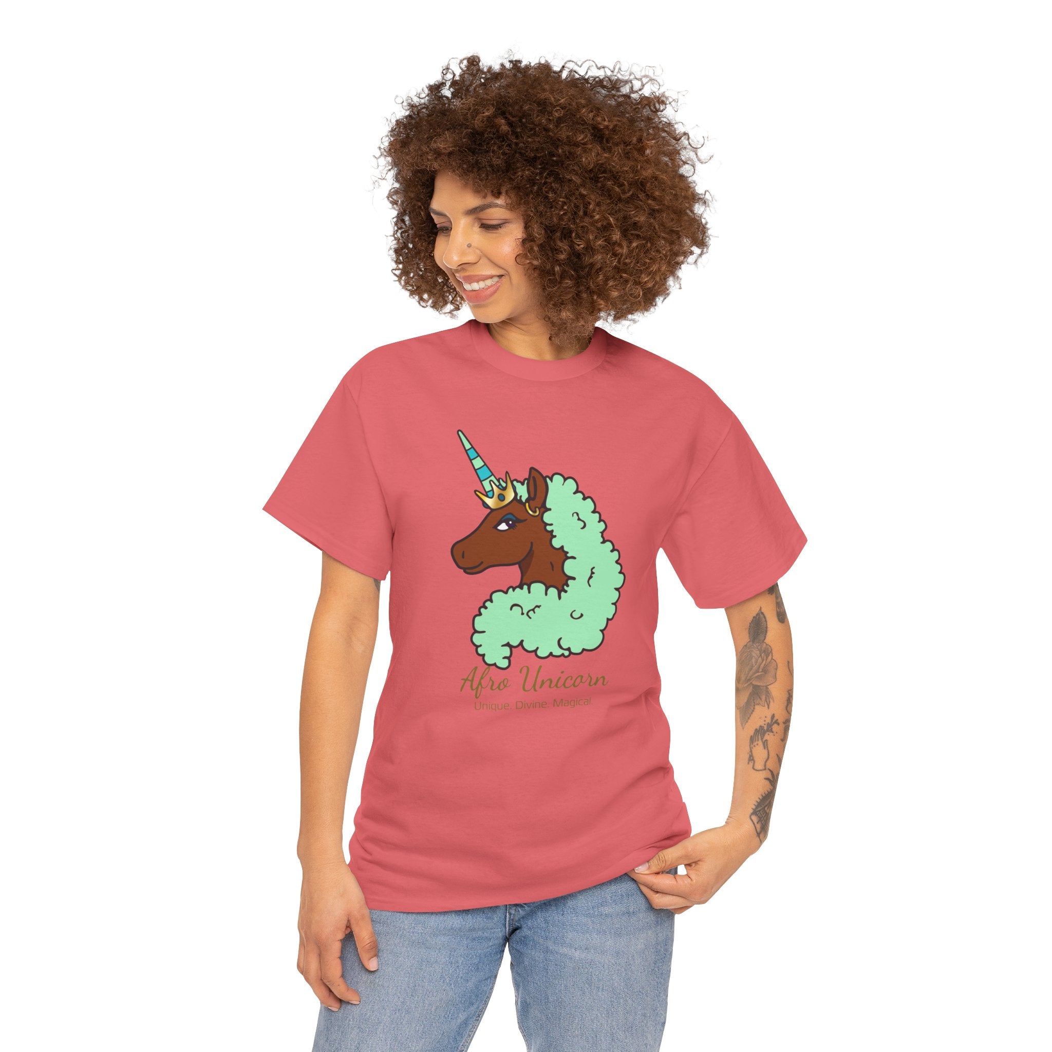 Adult - Afro Unicorn Mint Spring  Tee