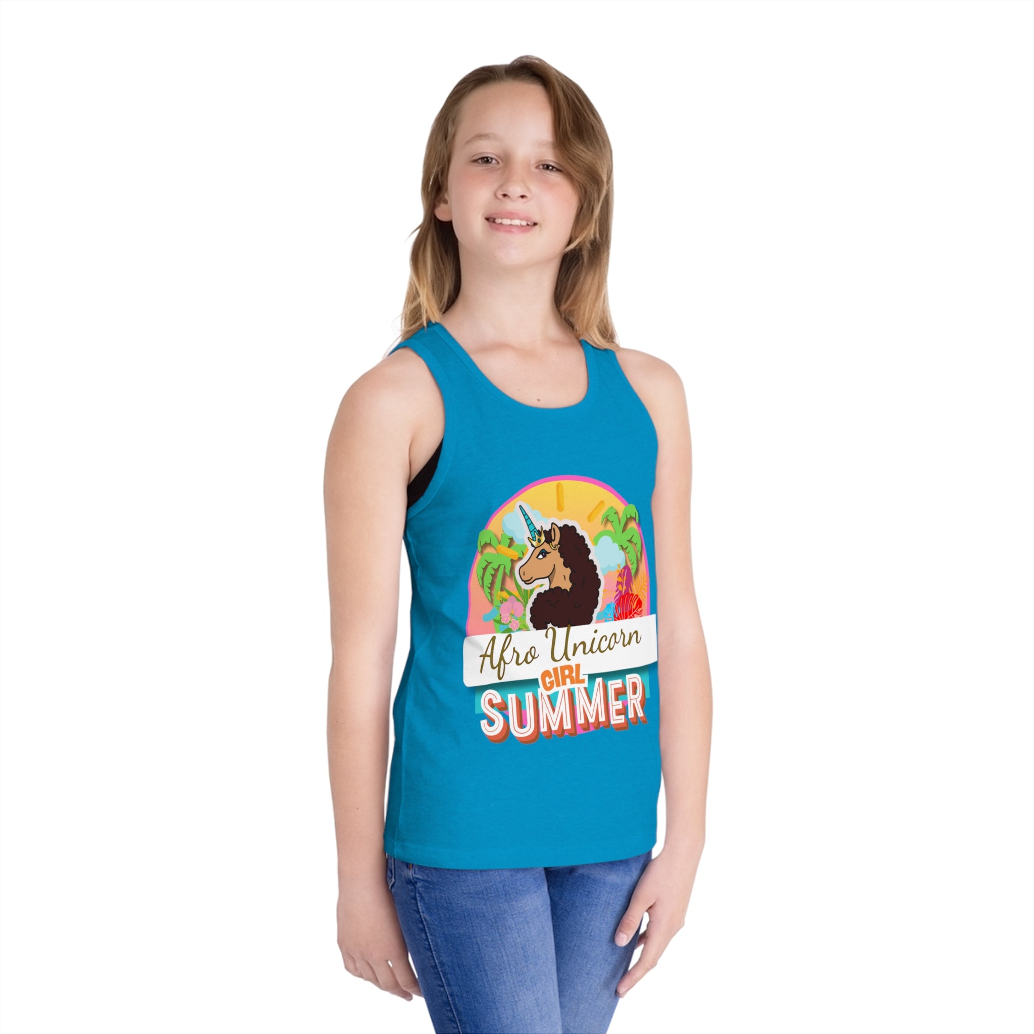 Kid's Tank Top - Afro Unicorn Girl Summer Tank for Kids