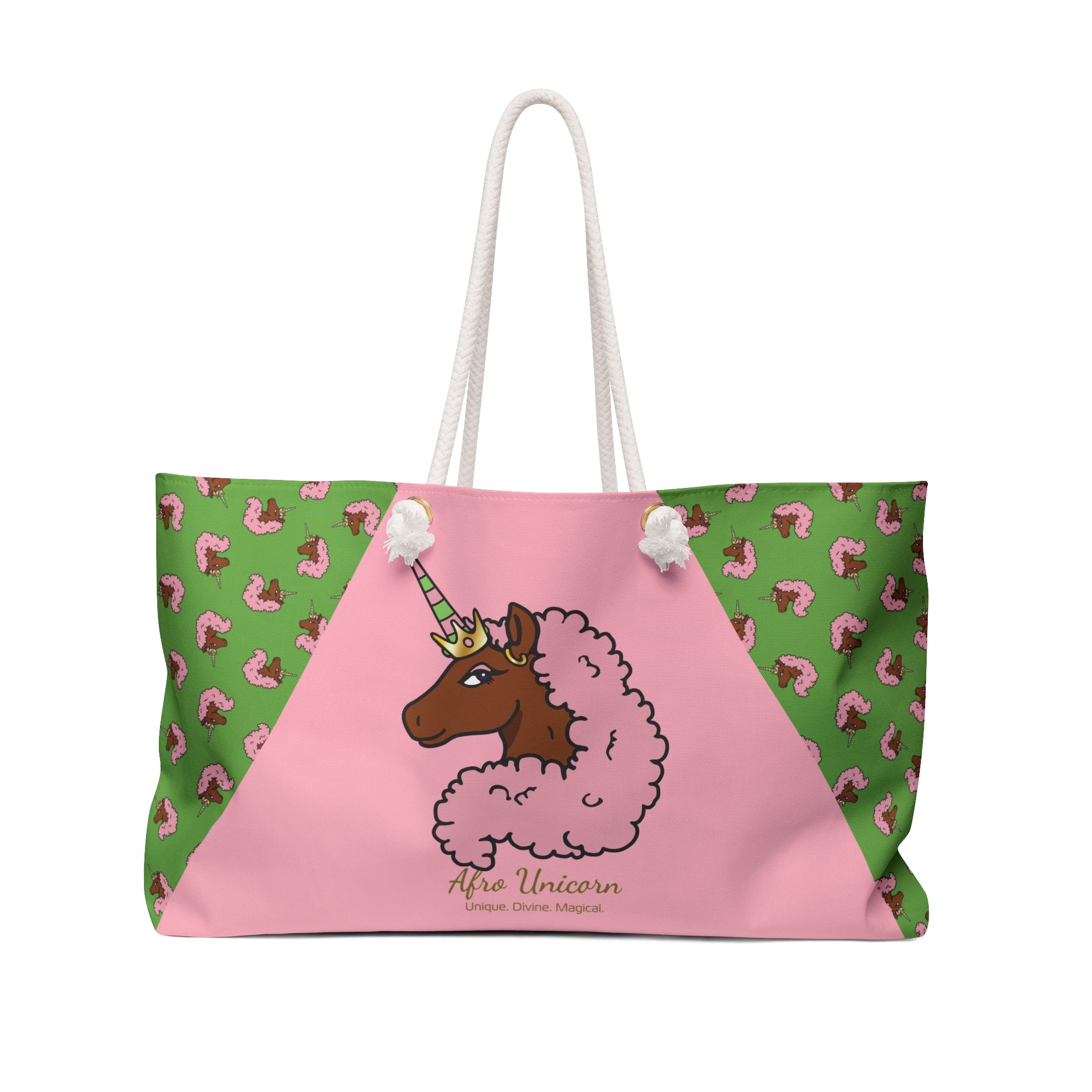Afro Unicorn Pink & Green Weekender Bag — D9 Pride AKA Love