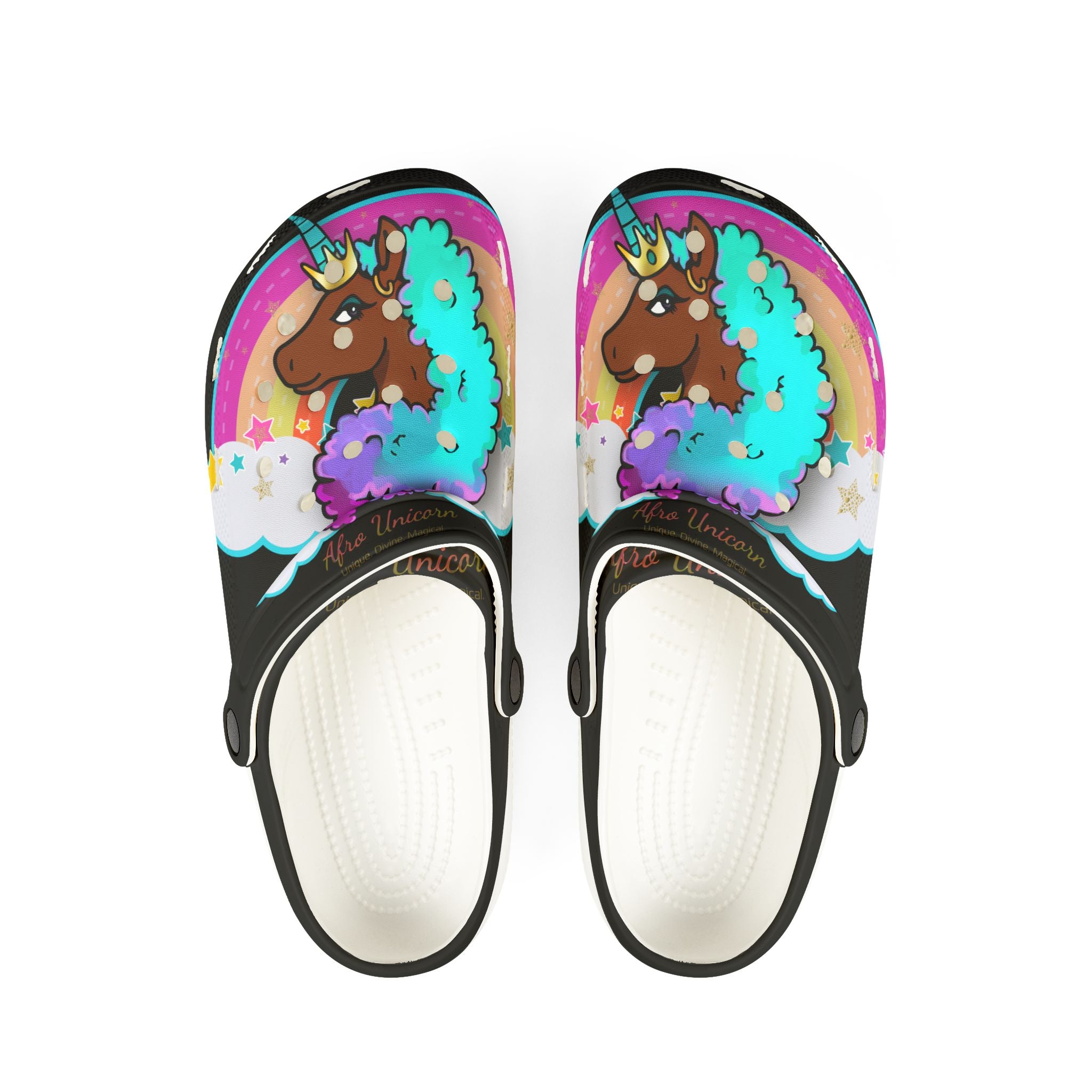 Women's Foam Clog - Afro Unicorn Cotton Candy Design