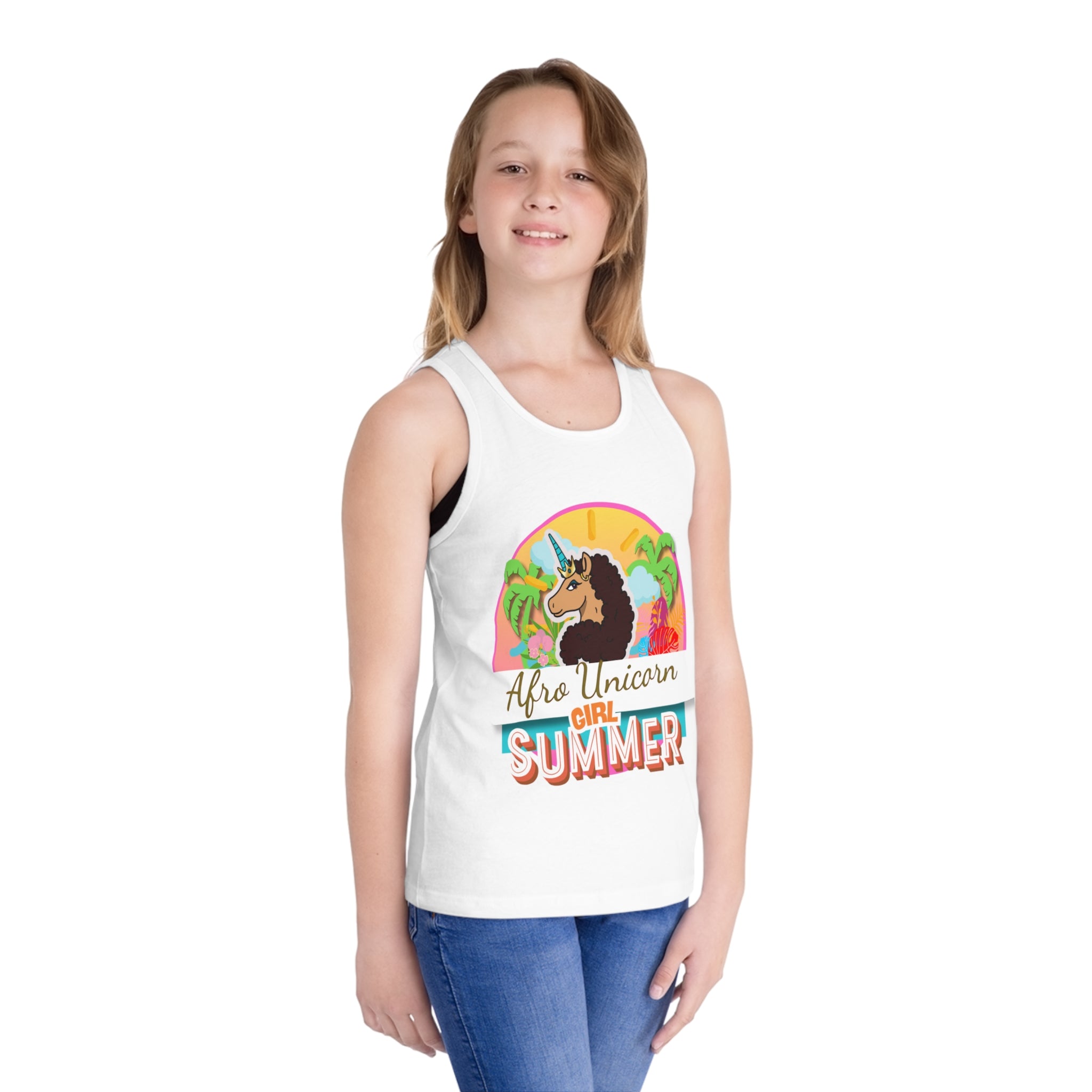 Kid's Tank Top - Afro Unicorn Girl Summer Tank for Kids