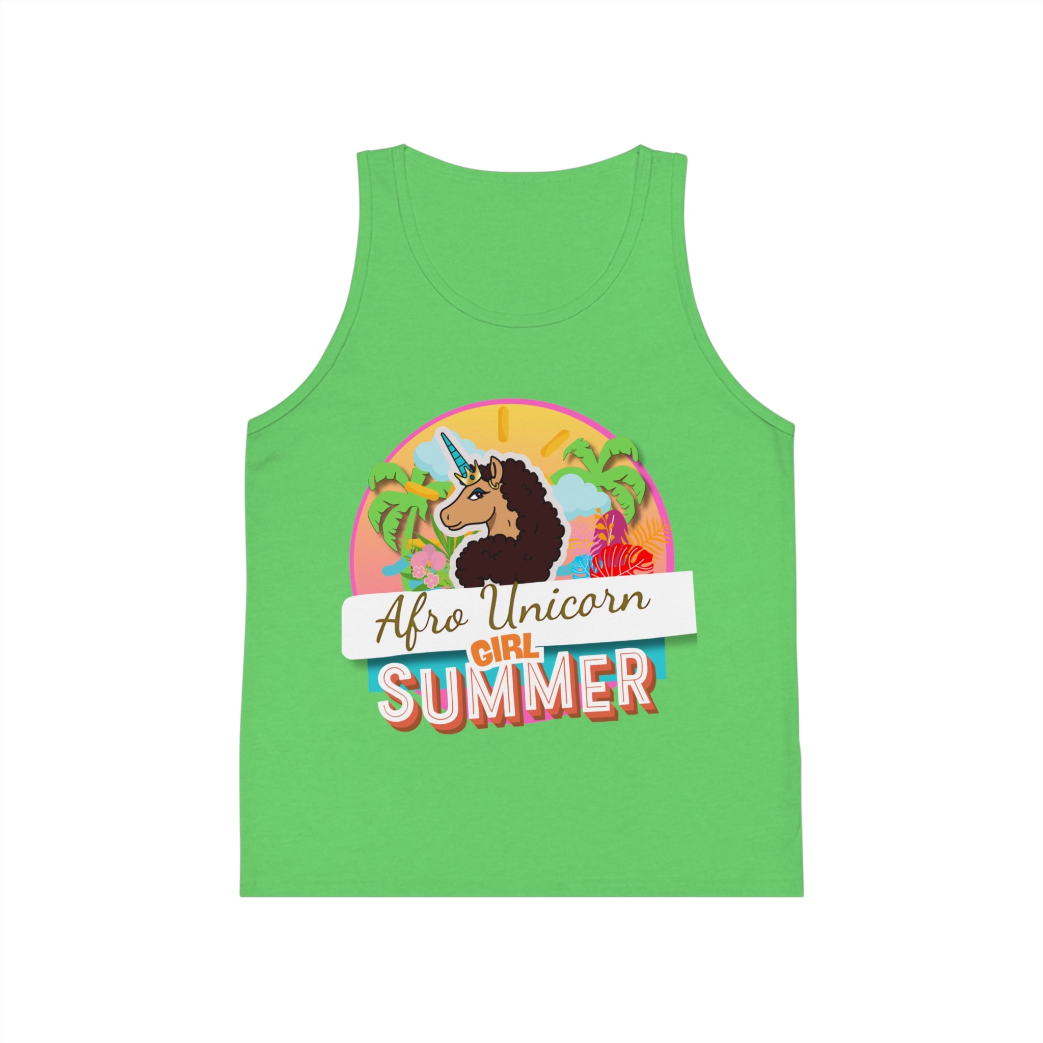 Kid's Tank Top - Afro Unicorn Girl Summer Tank for Kids