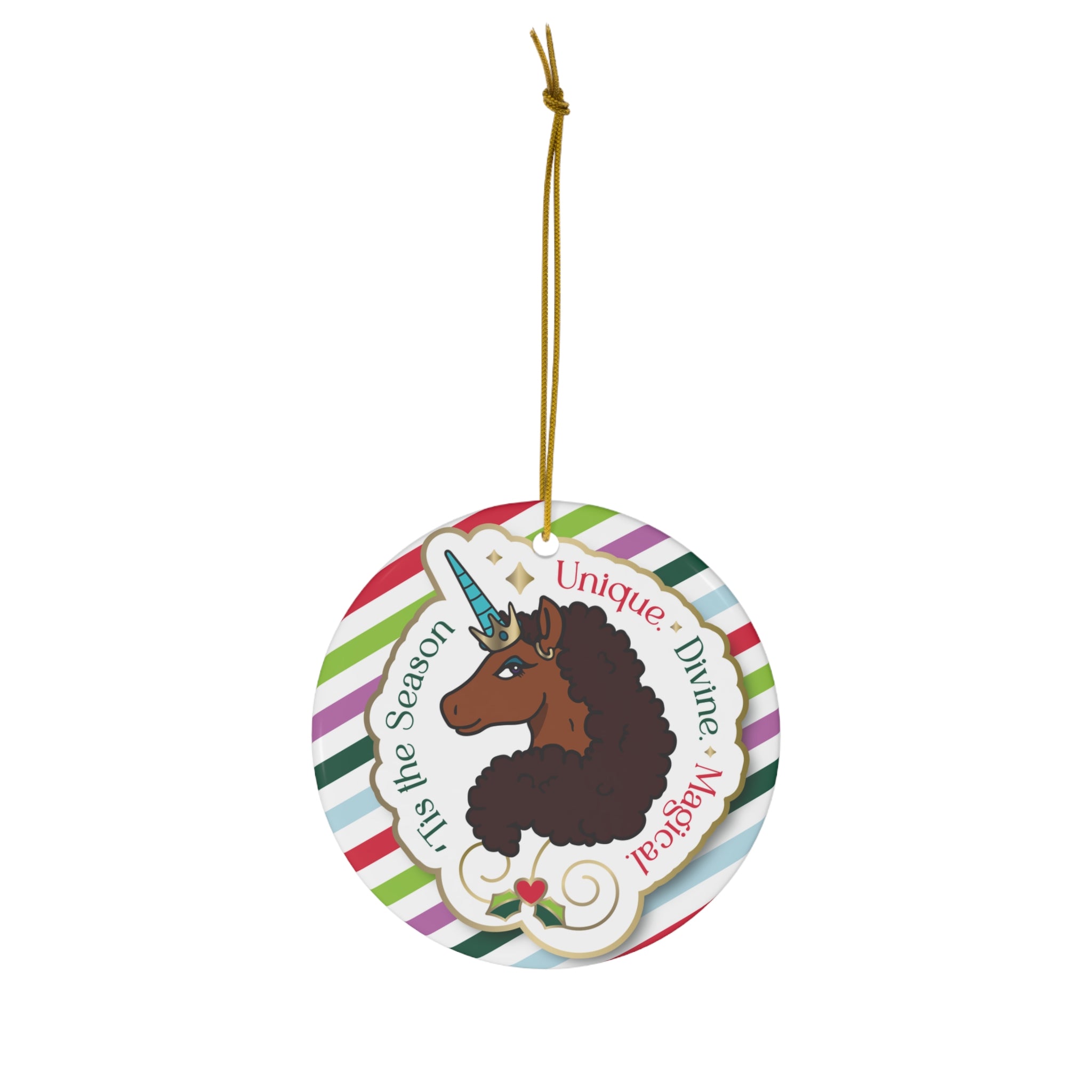 Unique Divine Magical Unicorn Christmas Ceramic Ornament