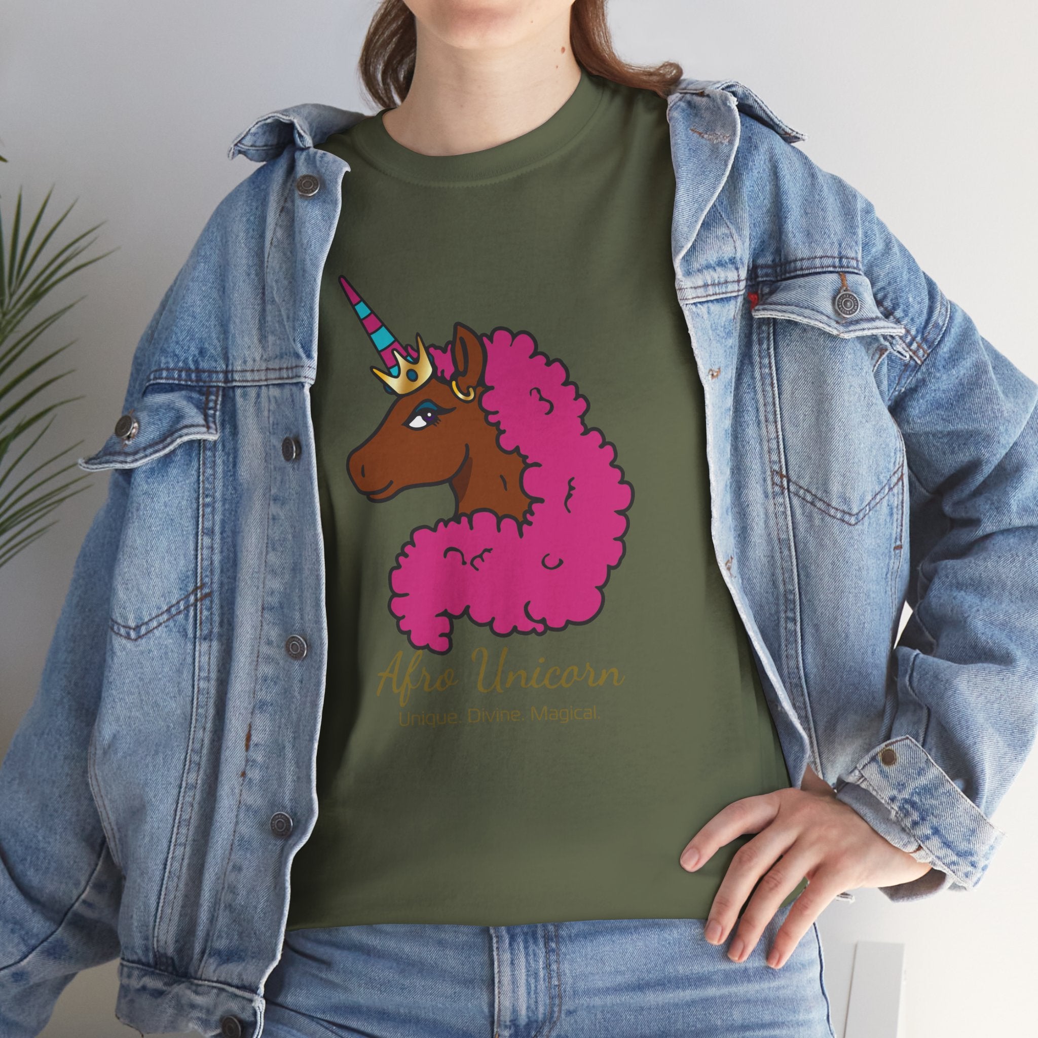 Adult - Afro Unicorn Pink & Blue Spring  Tee