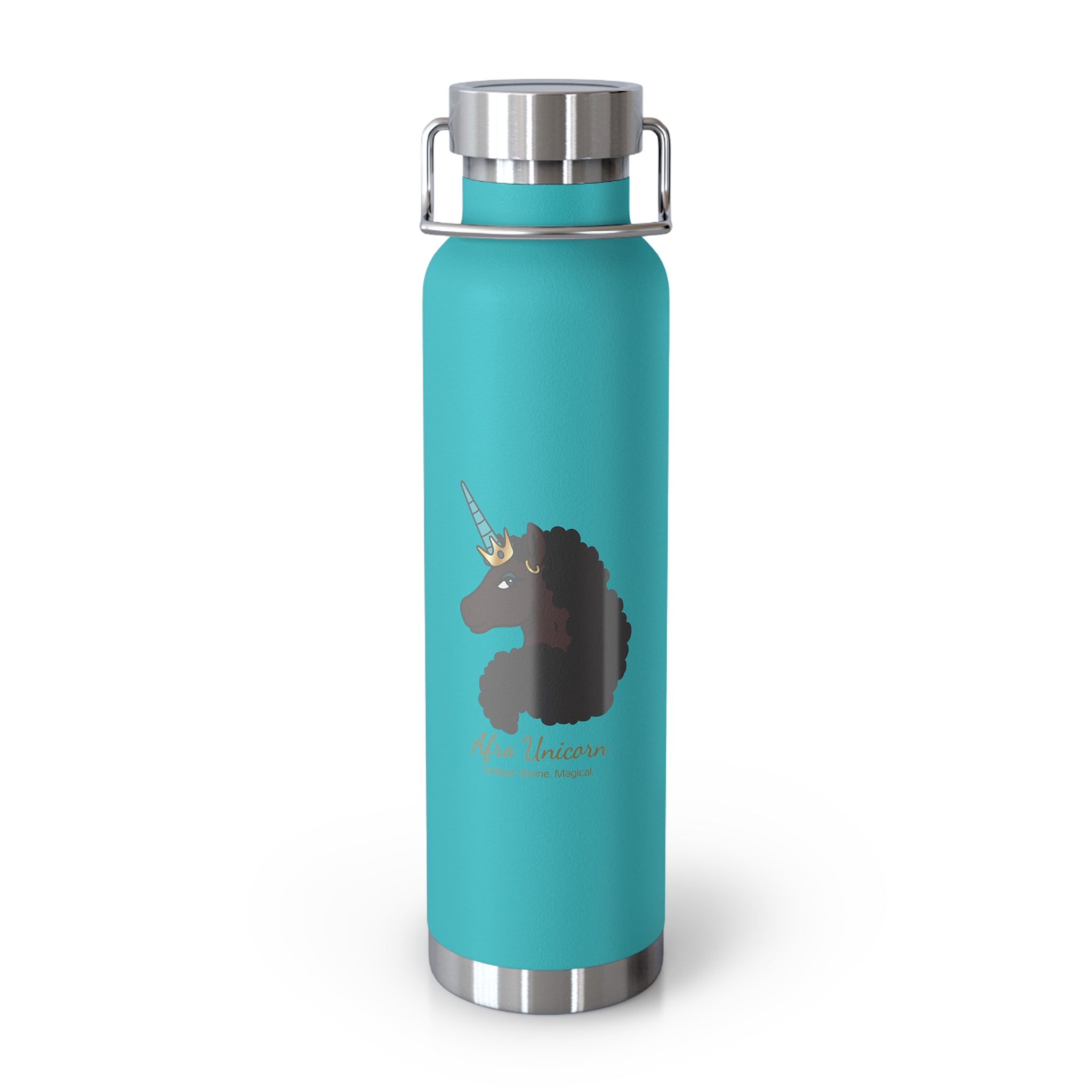 Magical -Water Bottle Afro Unicorn Design 22oz