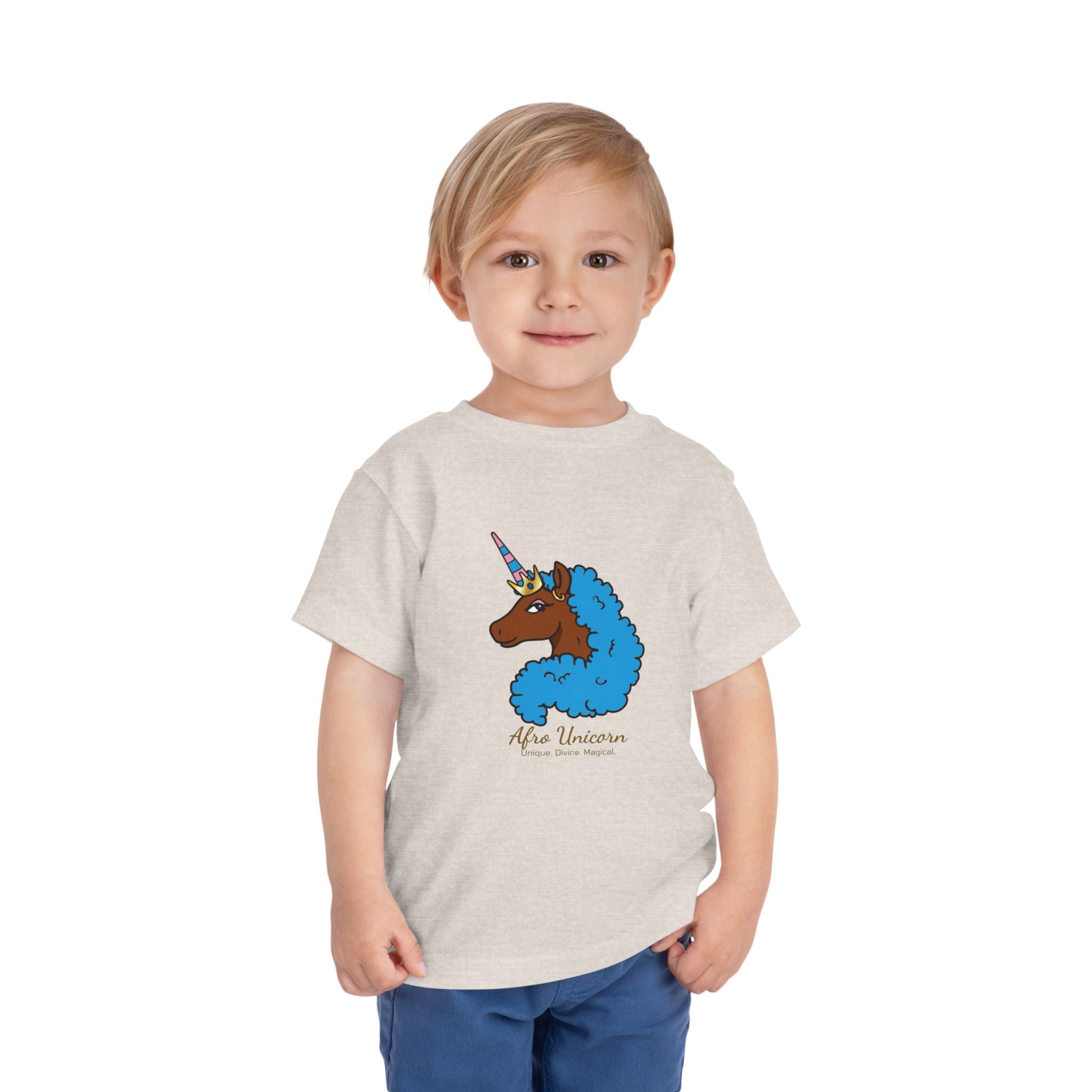 Toddler - Afro Unicorn Blue & Pink Spring Tee