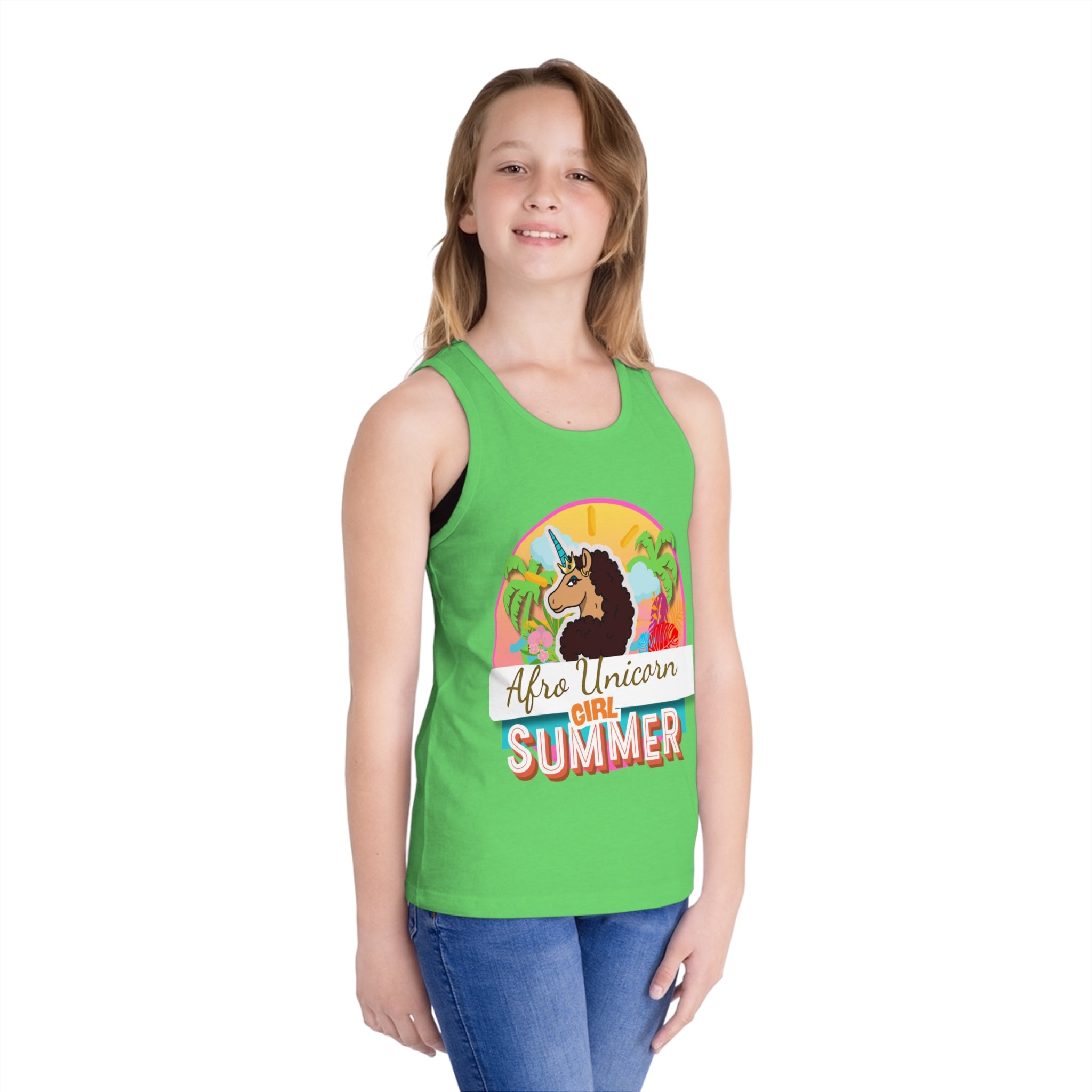Kid's Tank Top - Afro Unicorn Girl Summer Tank for Kids