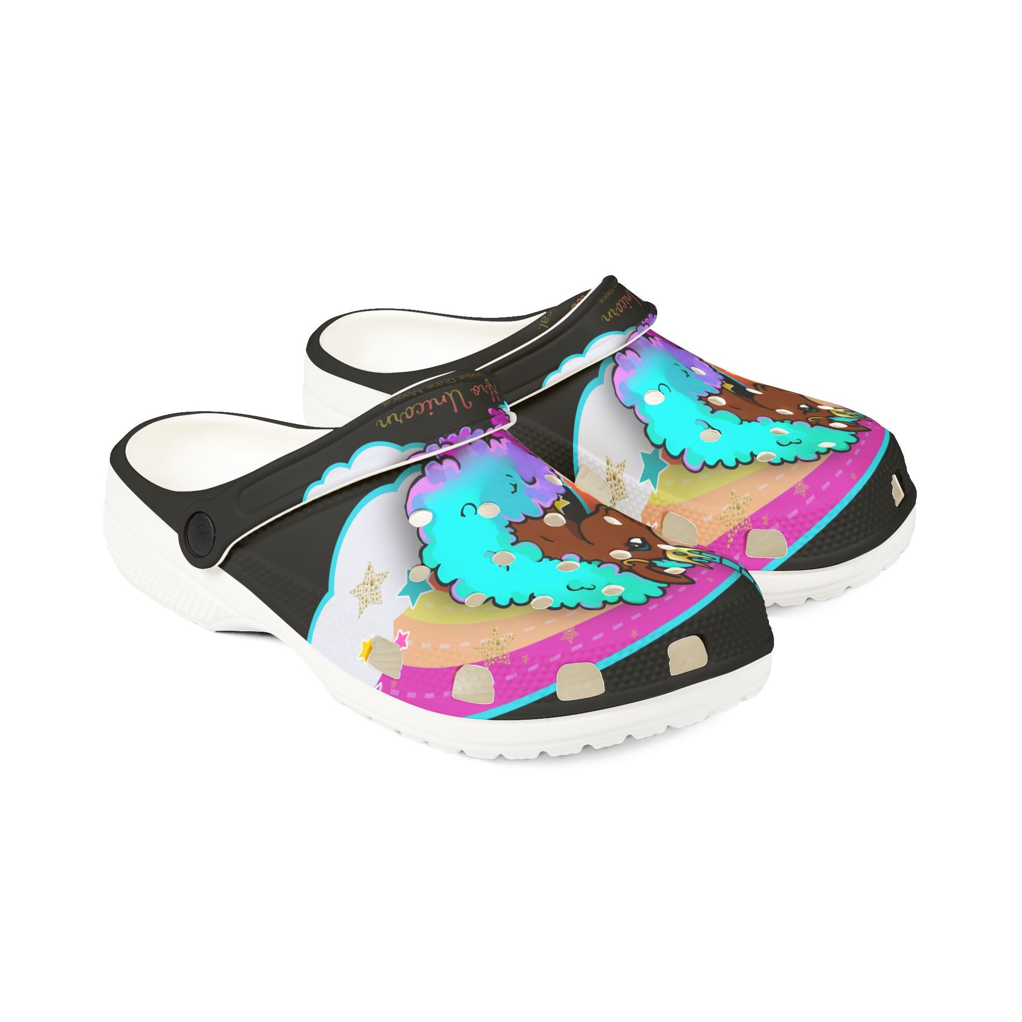Women's Foam Clog - Afro Unicorn Cotton Candy Design