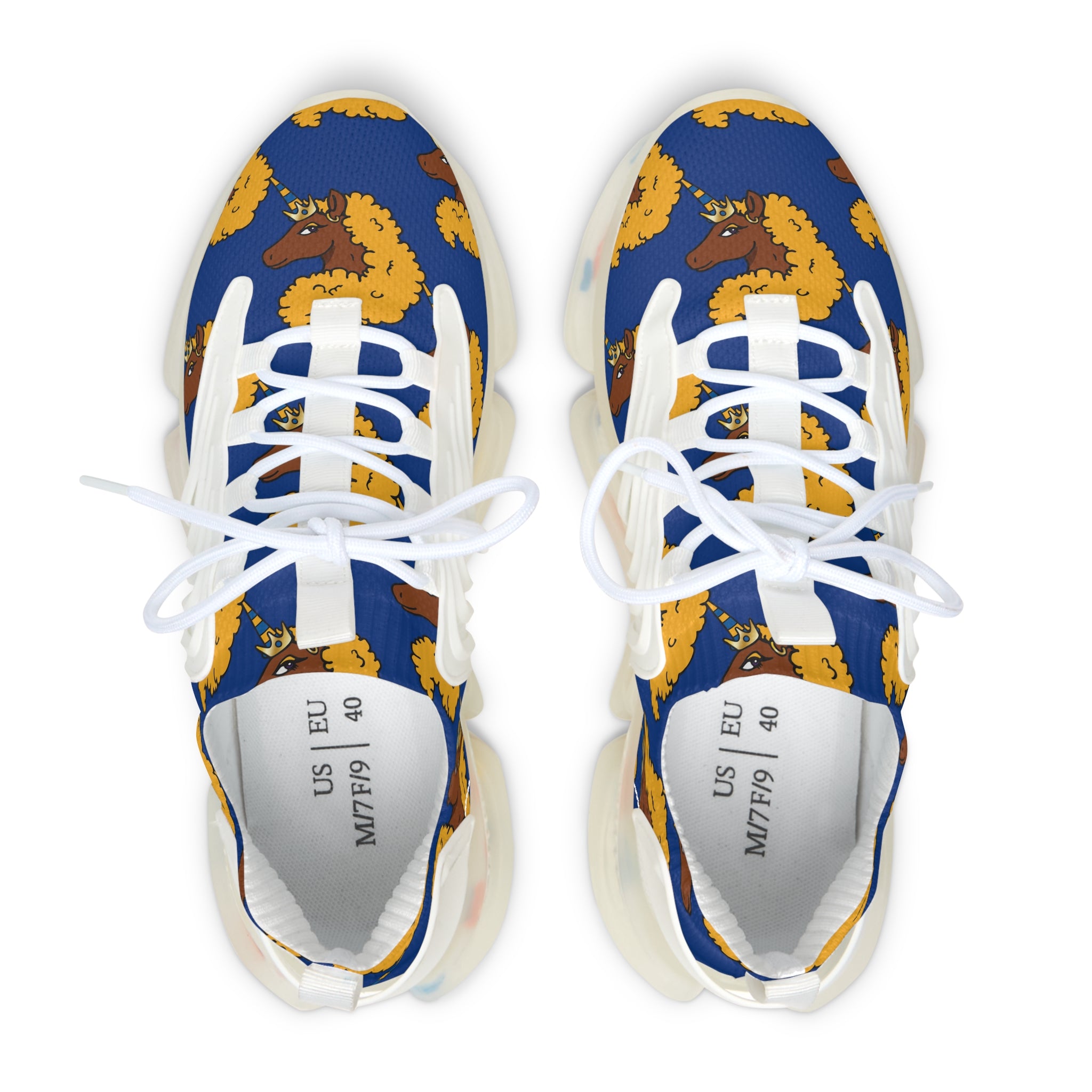 Mesh Sneakers - Blue & Gold Monogram
