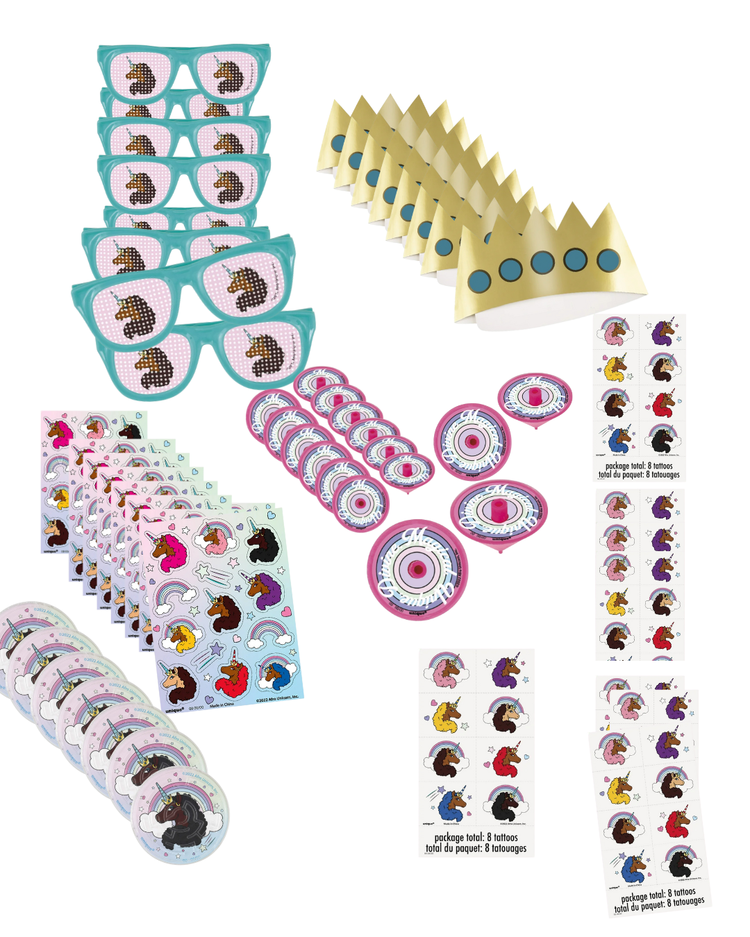 Afro Unicorn® Party Favor Pack – 48-Piece Unicorn Birthday Favors (Fills 8 Treat Bags)