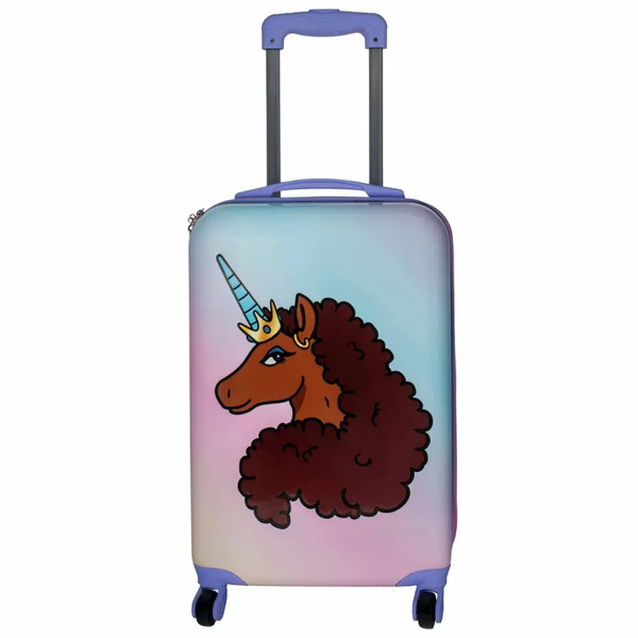 Afro Unicorn Kids' Hardside Checked Luggage Set