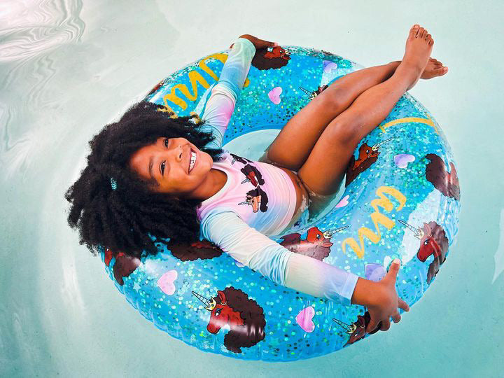 37" Afro Unicorn "Unique" Ring Float in Blue