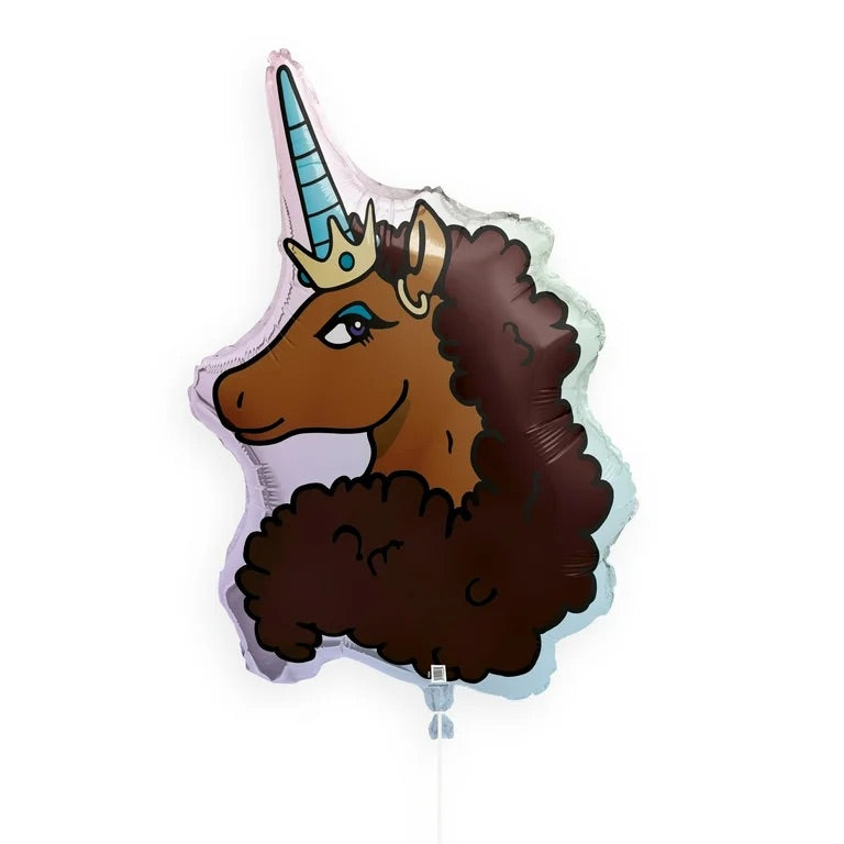 Afro Unicorn Décor Balloon Kit – 4-Piece Unicorn Birthday Decoration Bundle (Latex & Foil Balloons)