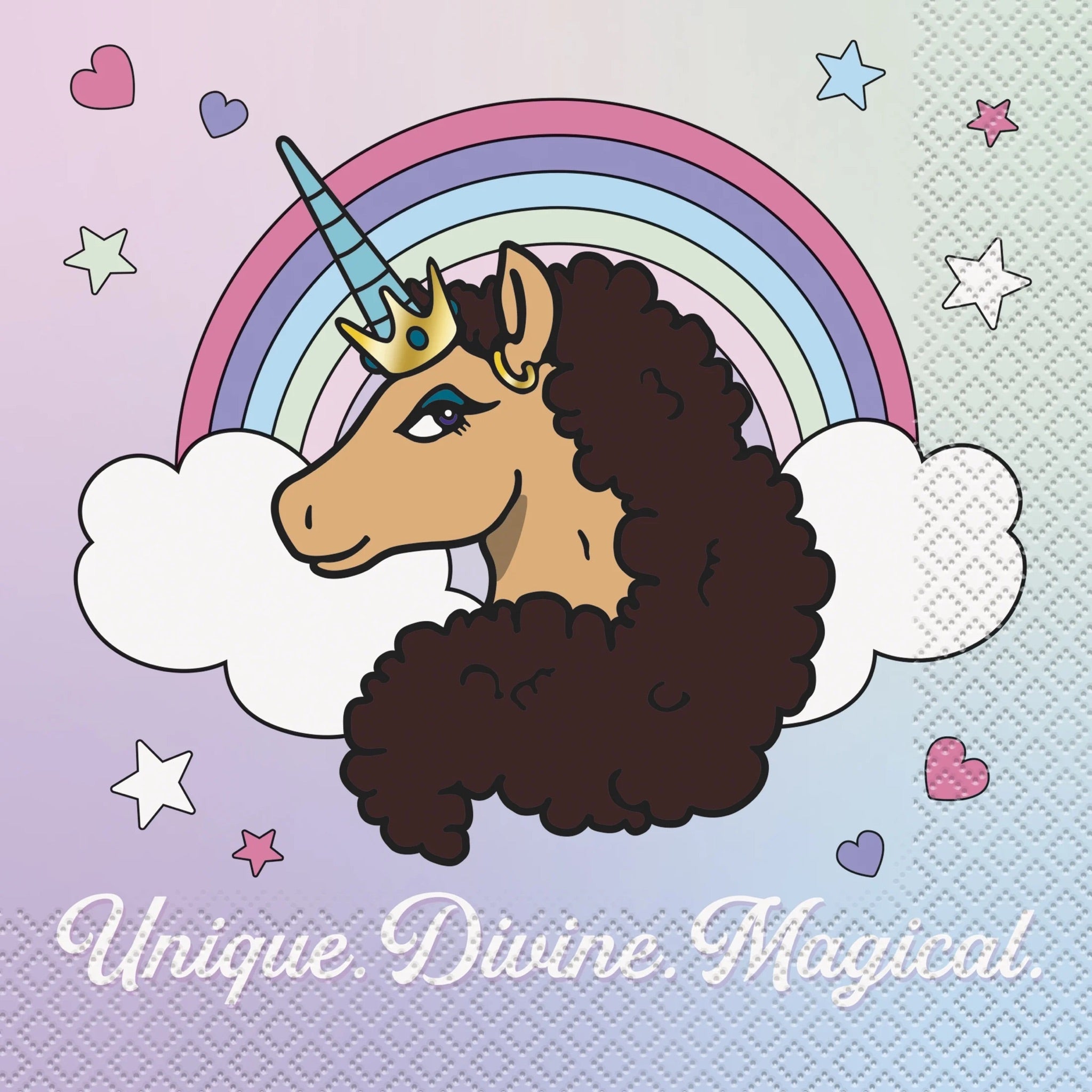 Afro Unicorn® Luncheon Napkins – 16 ct 2-Ply Unicorn Birthday Party Napkins