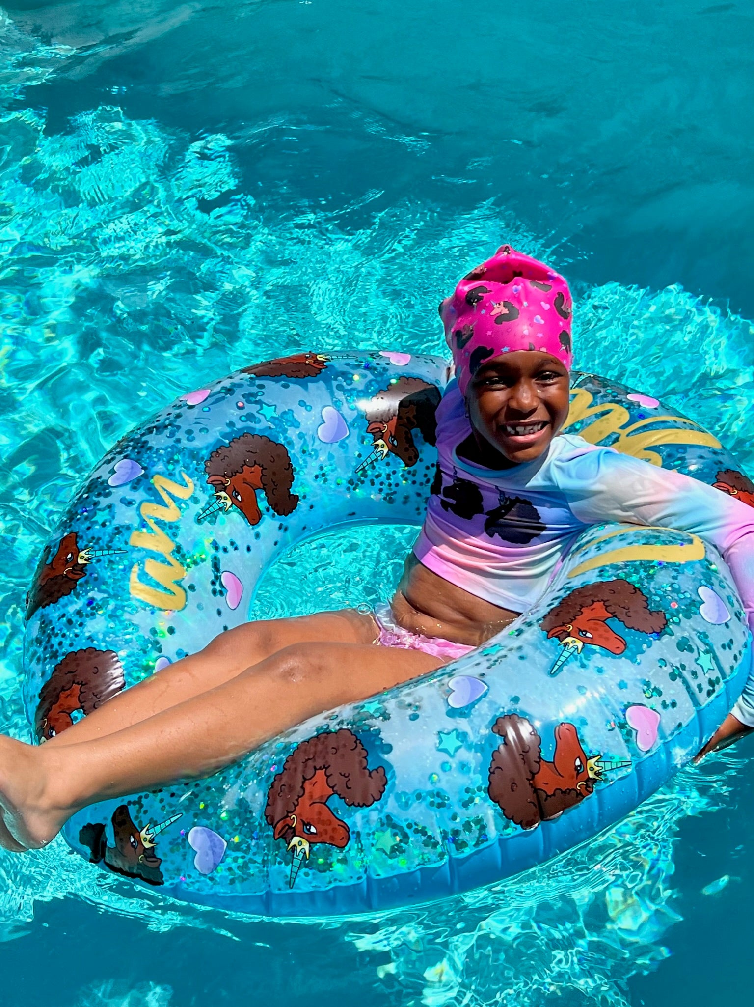 37" Afro Unicorn "Unique" Ring Float in Blue