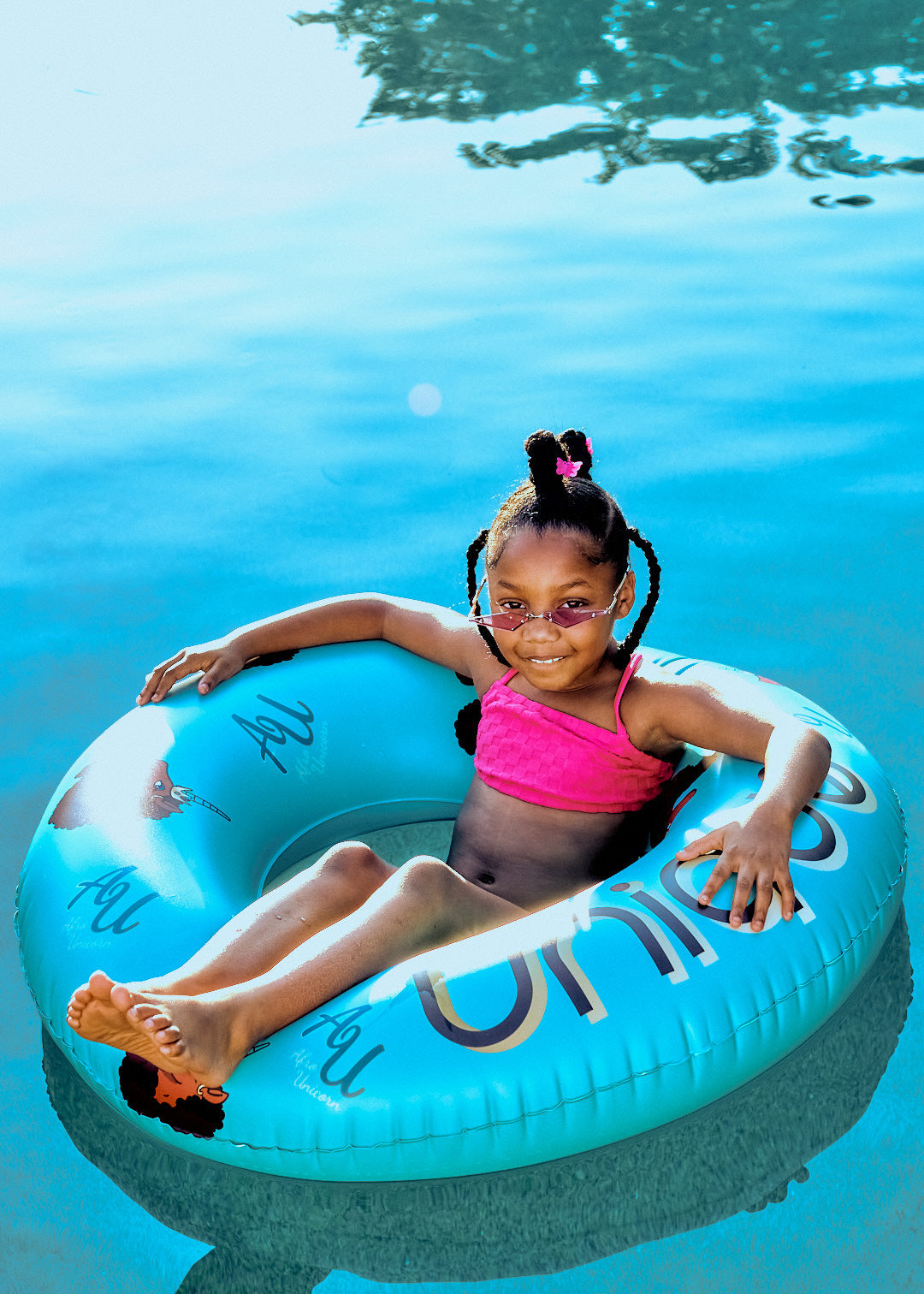 Afro Unicorn 39-Inch "Unique" Unicorn Inflatable Swim Ring Float for Pool, Beach, Lake Water Play (Teal)