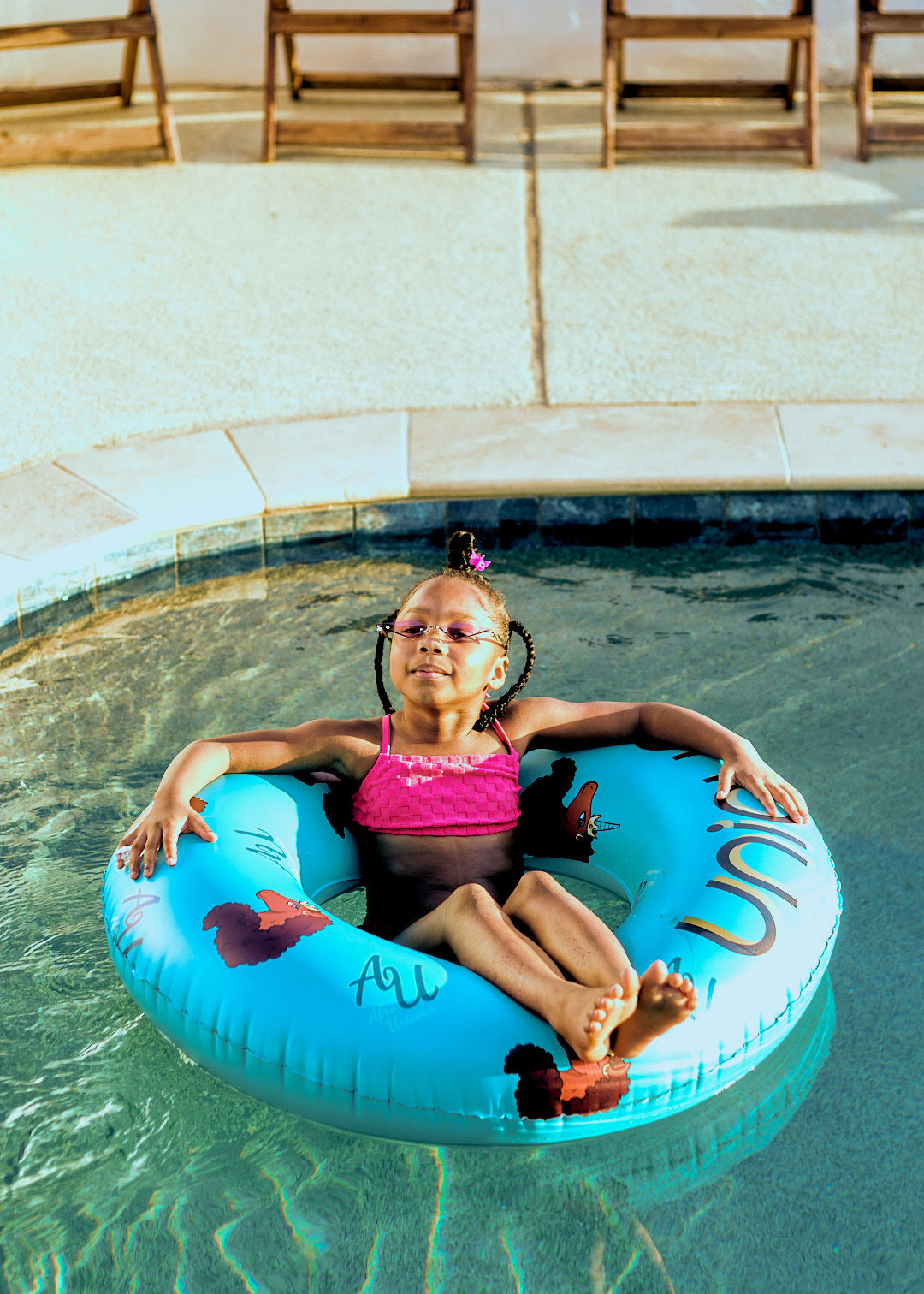 Afro Unicorn 39-Inch "Unique" Unicorn Inflatable Swim Ring Float for Pool, Beach, Lake Water Play (Teal)