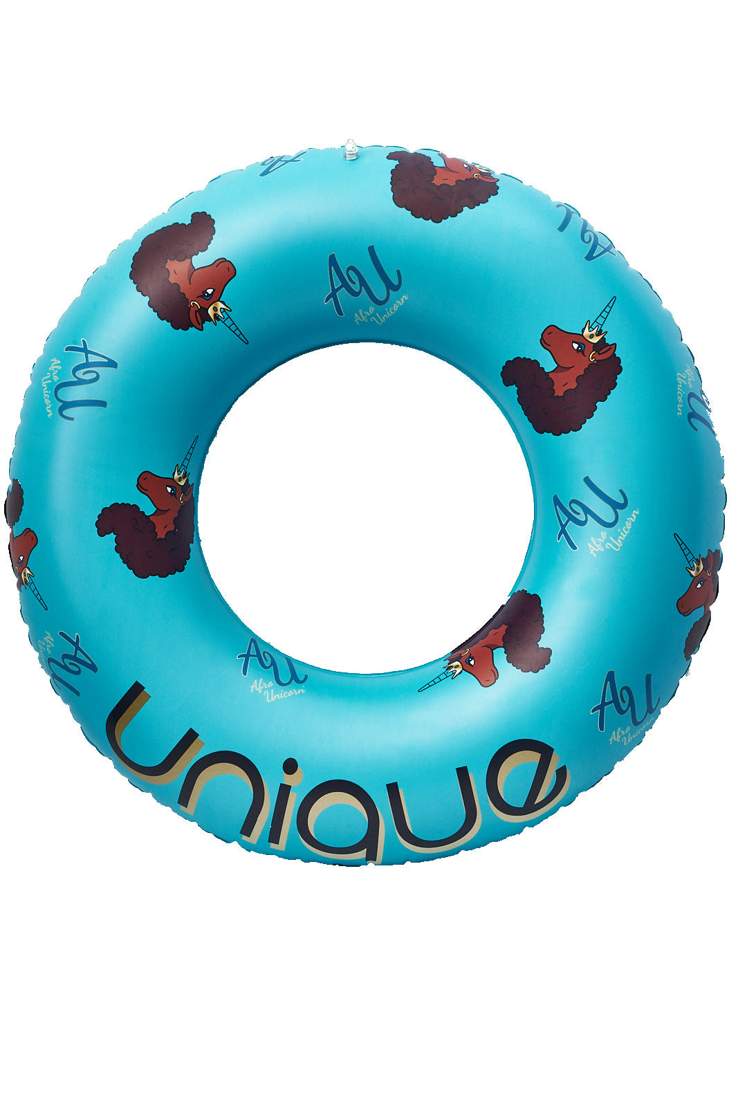 Afro Unicorn 39-Inch "Unique" Unicorn Inflatable Swim Ring Float for Pool, Beach, Lake Water Play (Teal)