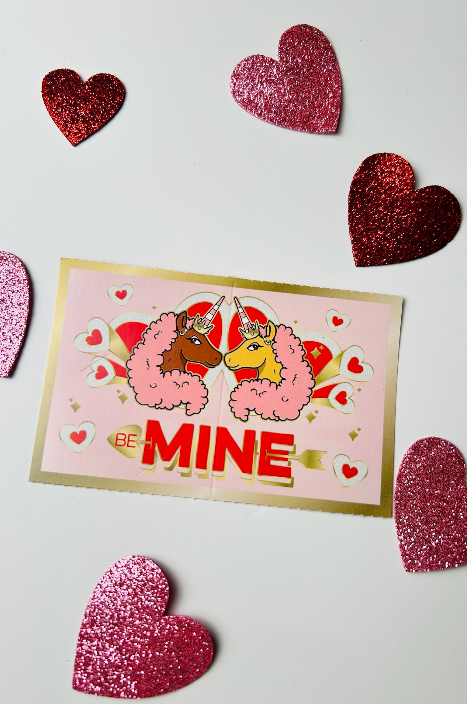 Afro Unicorn Valentine's Day Exchange Cards