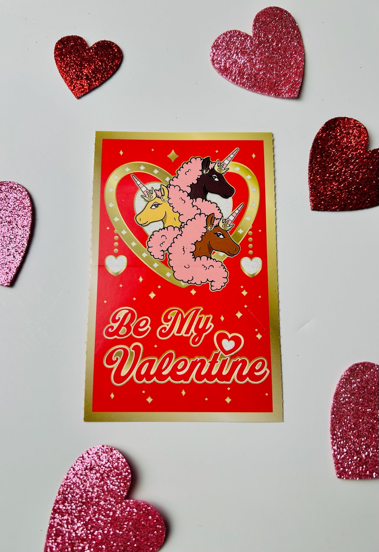 Afro Unicorn Valentine's Day Exchange Cards