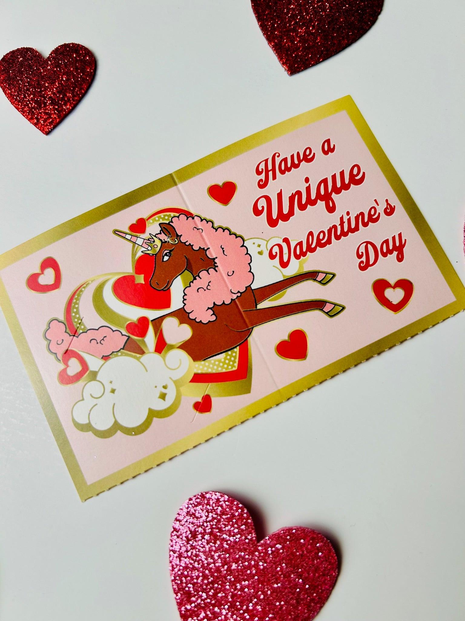 Afro Unicorn Valentine's Day Exchange Cards