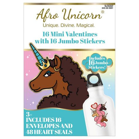 Afro Unicorn Valentine's Day Exchange Cards