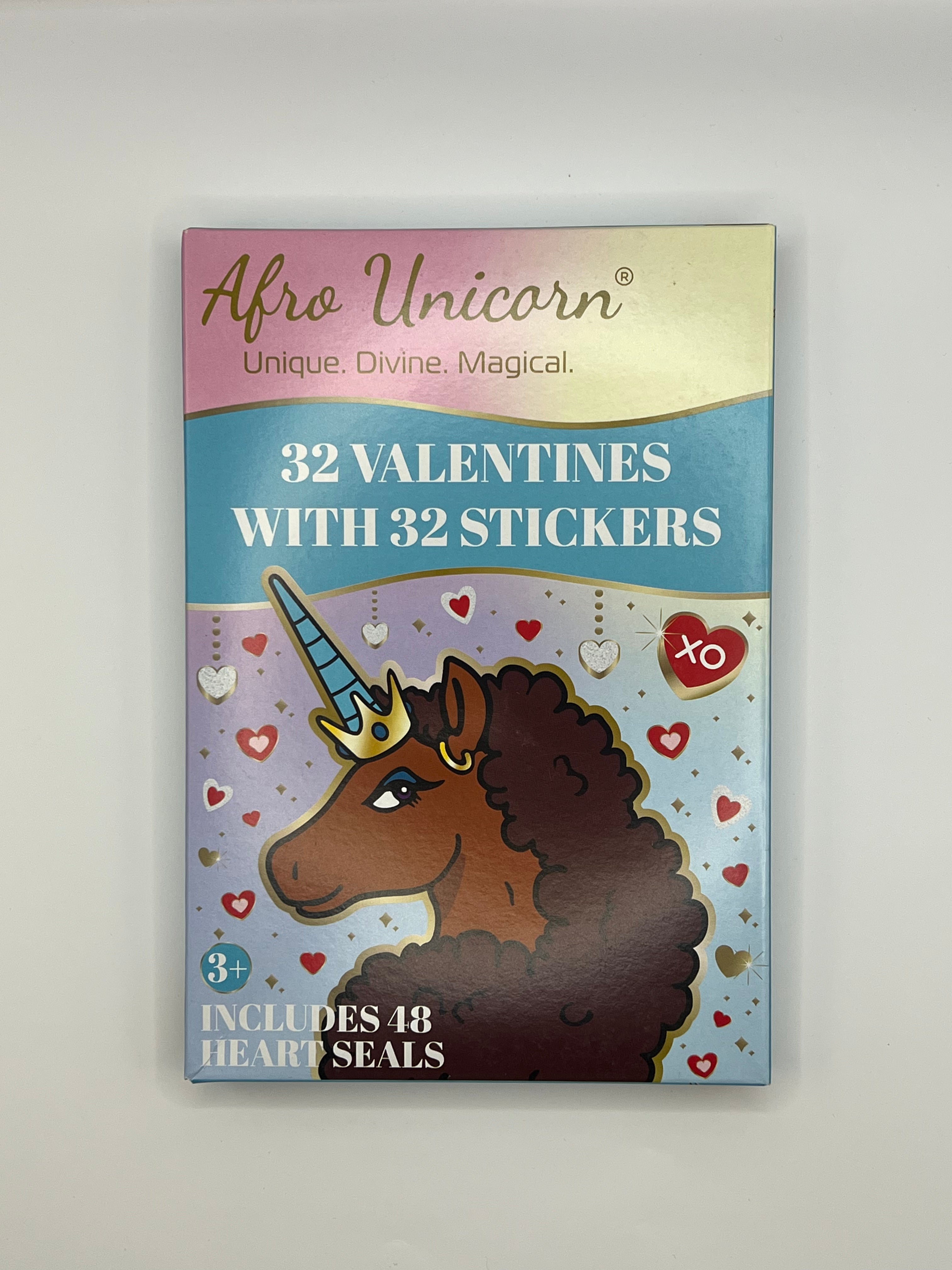 Afro Unicorn Valentine's Day Exchange Cards