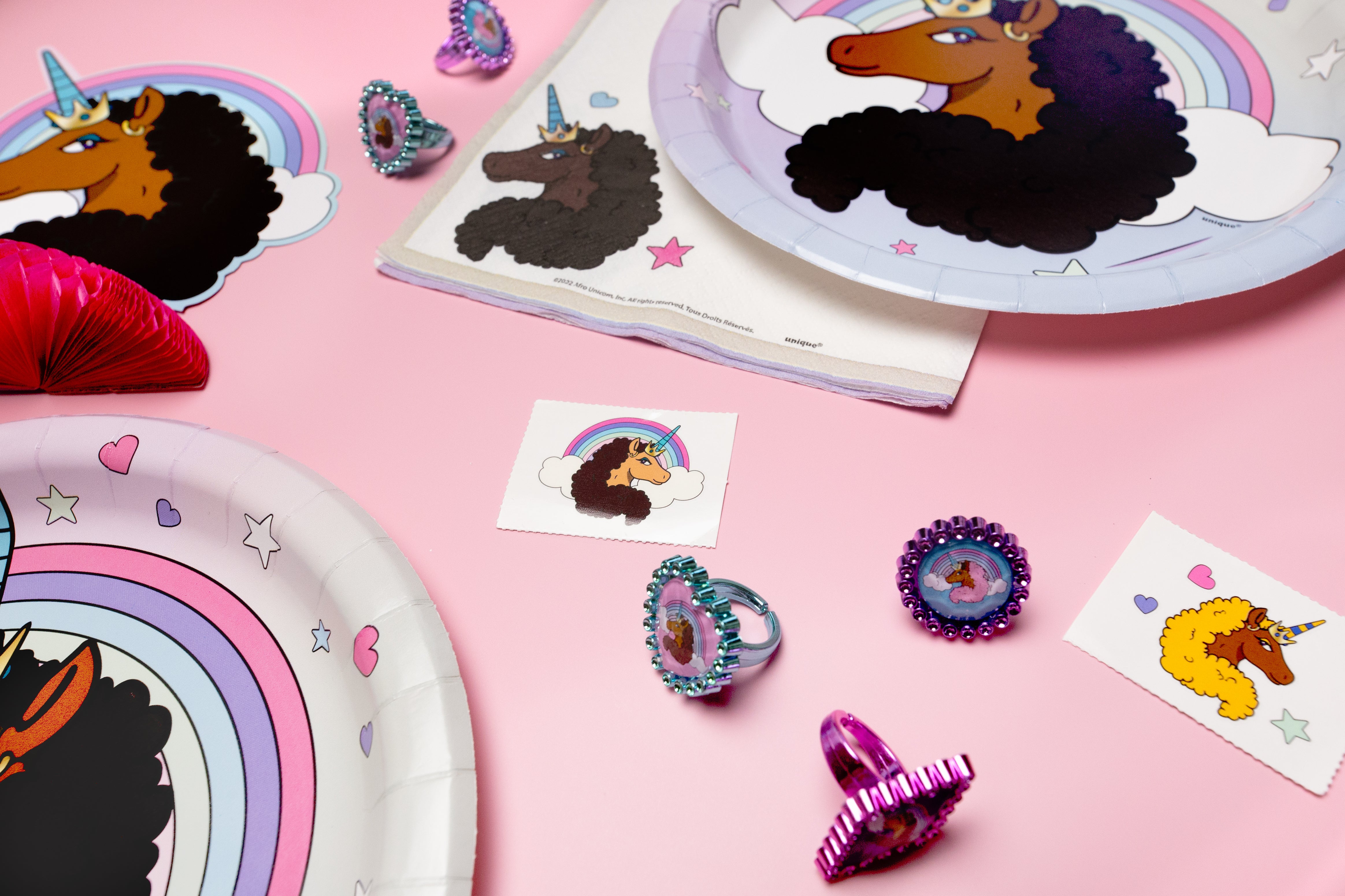Afro Unicorn® Paper Plates – 9 in Unicorn Birthday Party Plates (8 ct)