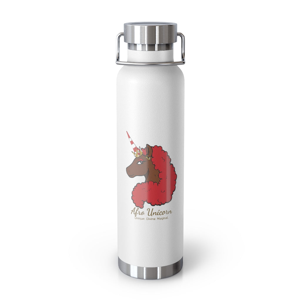 Afro Unicorn 22oz Insulated  Bottle - Crimson & Cream
