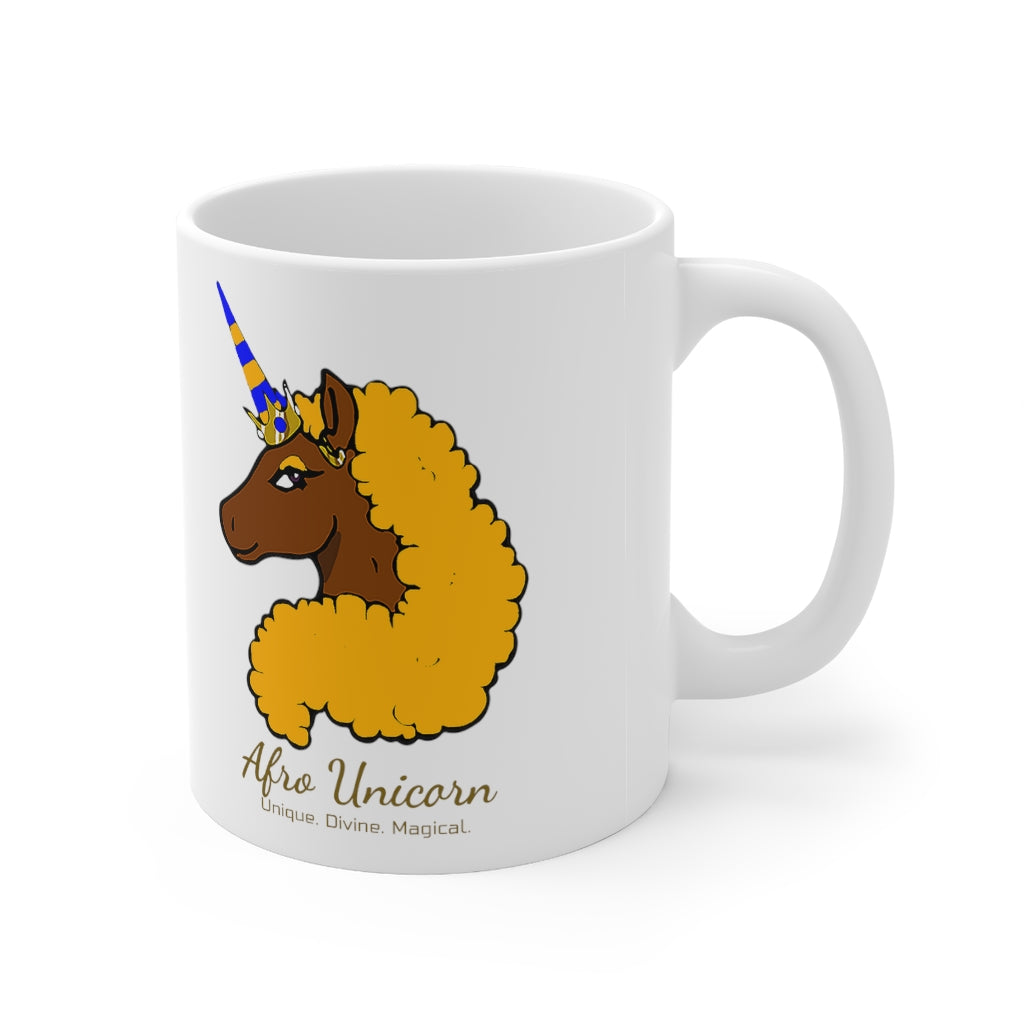 Afro Unicorn Royal Blue & Gold Mug