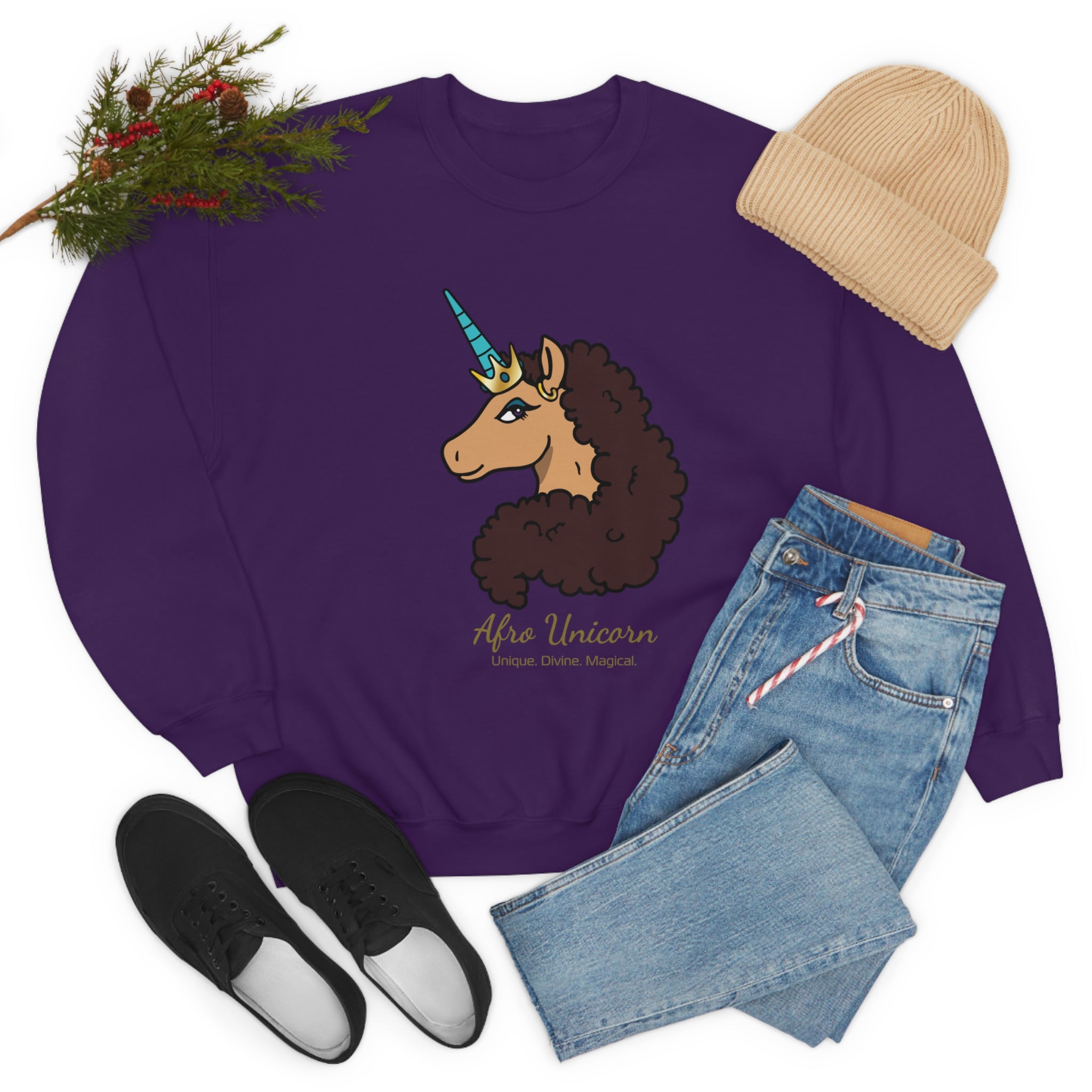 Divine Afro Unicorn Sweatshirt (Vanilla)