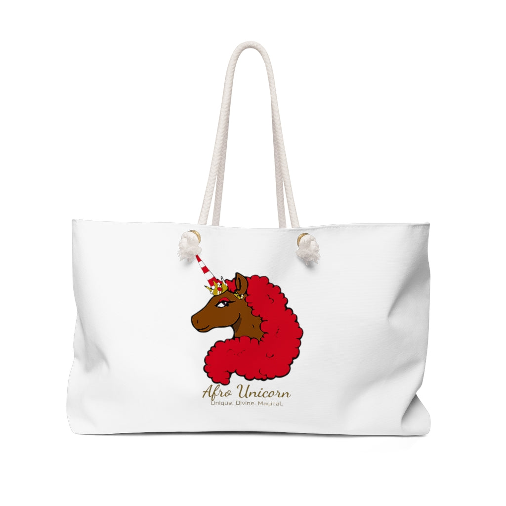 Afro Unicorn Weekender Bag - Crimson & Cream