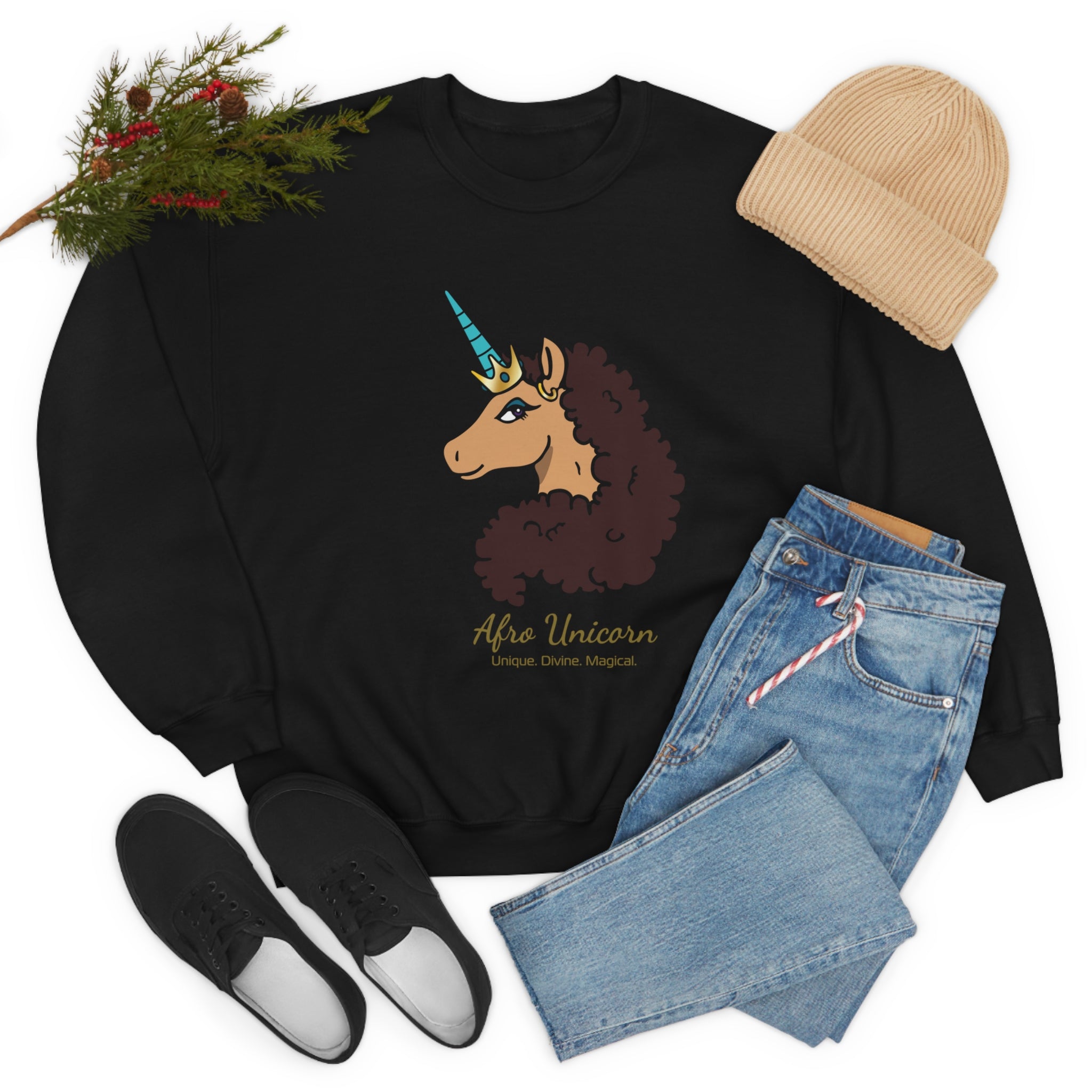 Divine Afro Unicorn Sweatshirt (Vanilla)