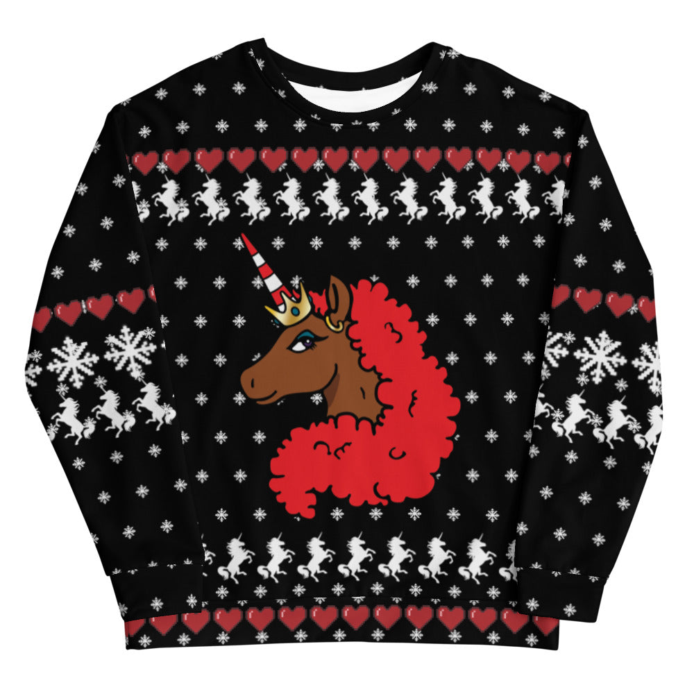 Afro Unicorn Ugly Christmas Sweater