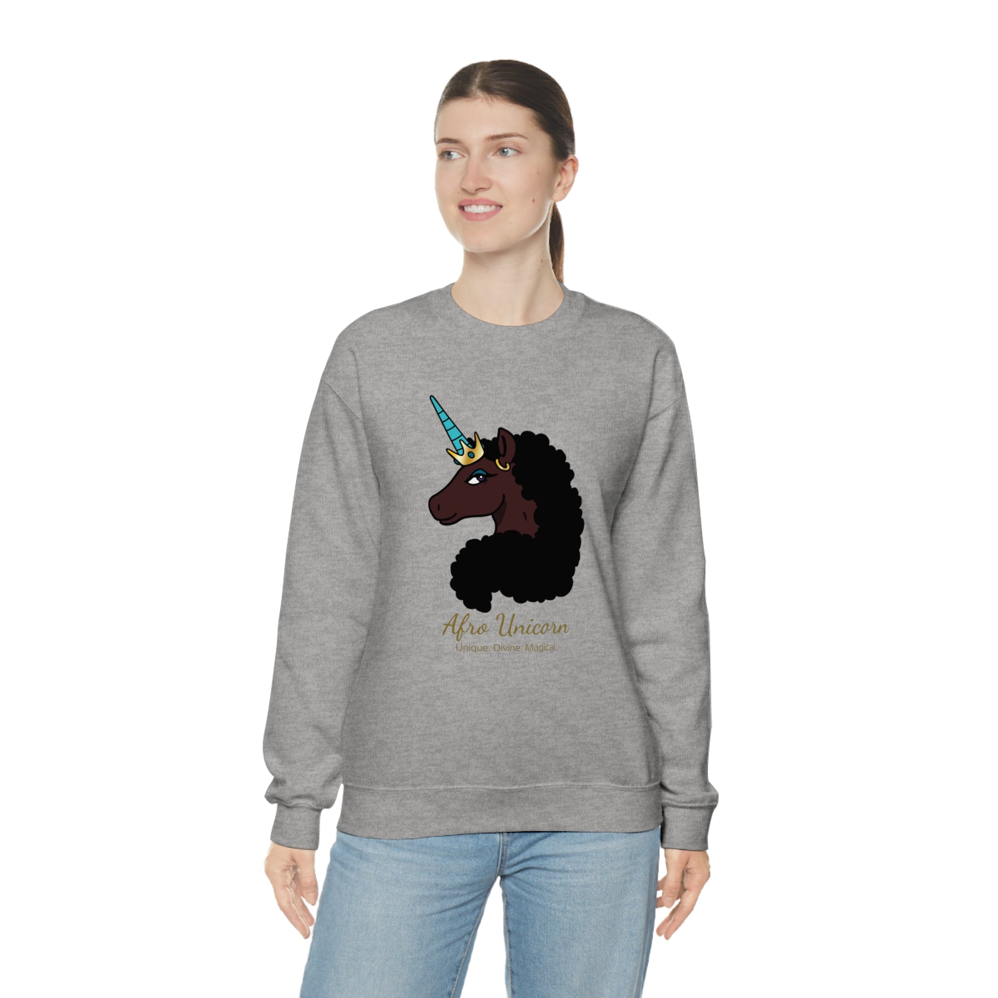 Magical Afro Unicorn Sweatshirt (Mocha)